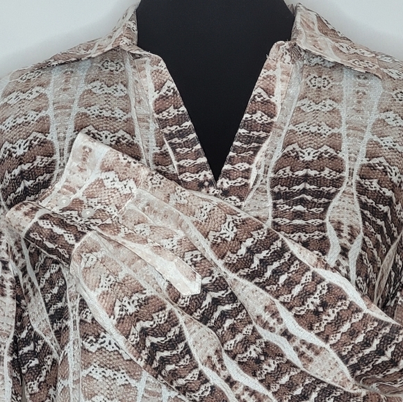 Haute Hippie Tribe Harper Snake Print Semi-Sheer Long Sleeve Blouse - Size S - Picture 7 of 14